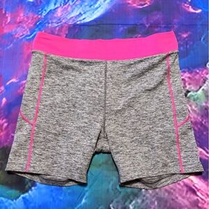 BCG Heather Gray Athletic Spanks with Pink Waistband